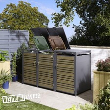 Triple Metal Wheelie Bin Store