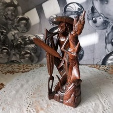 Vintage Pair Exotic Dark Wood Handcarved Figurines Indonesia/Bali 21cm