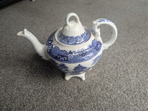 Vintage blue white willow - white,
