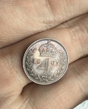 Incredible 1903 Edward VII Maundy Four Pence Silver Coin