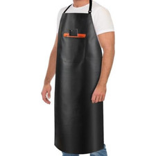 Waterproof Apron, Heavy Duty Extra Long Rubber Vinyl Apron with Pocket for Men