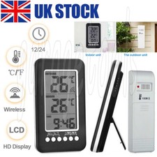 LCD Digital Thermometer Clock Indoor/Outdoor Wireless Temperature Meter Gauge