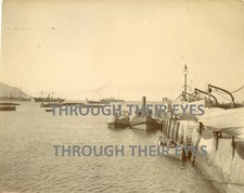 Original photo Royal Navy ships off Simon's Town Dock South Africa 1906 Tugboat