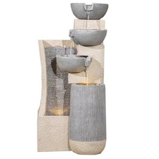 Garden LED Cascading 4 Bowl Water Feature Outdoor Freestanding 75cm