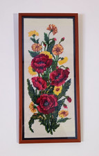 Framed floral cross stitch - framed,