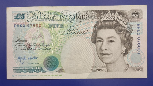 B380 lowther five pound note - b380,