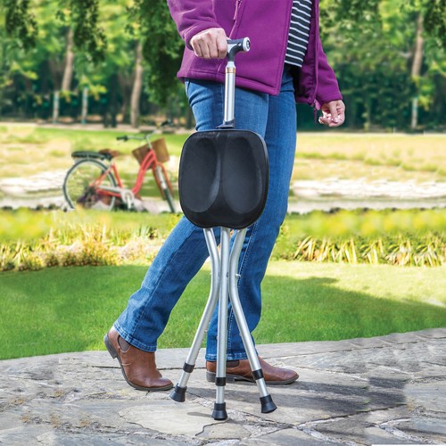 Folding tripod walking stick - folding,