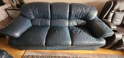 Used leather sofa blue - sofa, 5