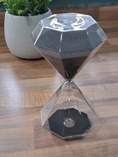 Octagonal Shaped Glass Kitchen/Egg Timer Hourglass Anthracite Grey Sand 17 mins