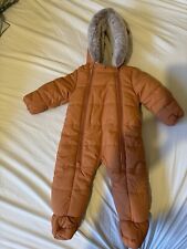 George Baby Orange Padded Faux Fur Trim Snowsuit 0-3 Months Winter Infant Suit
