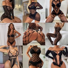 Women Lingerie Fishnet Crotchless Body Stocking Bodysuit Sexy Babydoll Underwear