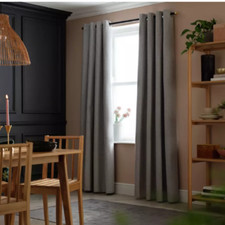 Save 50% - Habitat Plain Slub Chenille Eyelet Curtains - Grey 168cm x 229cm