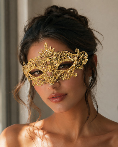 Gold yellow crystal masquerade - gold,