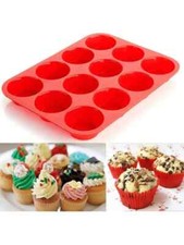 Silicone Muffin Cupcake Trays Moulds 12 Cups Bakeware Moulds Non Stick UK.