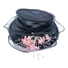 Occasion Hat Black Mesh Elegant Formal Flower Detail