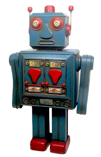 43cm retro blue robot coin - blue,