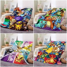 Pokemon Pikachu Fleece Blanket Throw Sofa Bed Warm Soft Blanket Flannel Shaggy