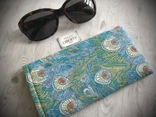 Liberty Hera Print Sunglasses Case Padded Fabric Glasses Pouch Peacock Feathers
