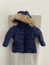 POLO RALPH LAUREN Navy Faux Fur Trim Hooded Down Puffer Coat Size 2 Years