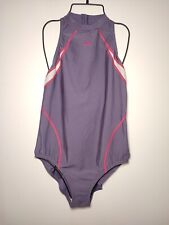 Speedo Burgundy 38" Endurance+ Hydrasuit One Piece High Neck Zip Back Swimsuit