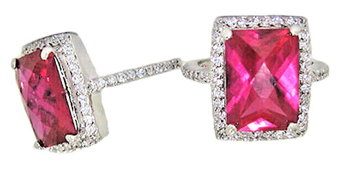 Pink ring white - cz,