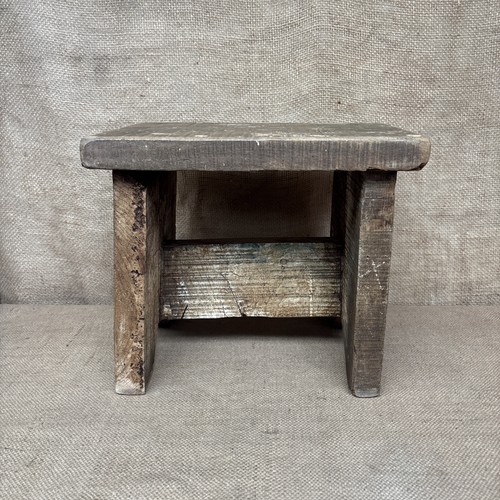 Rustic stool wooden waxed - -,