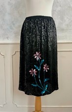 Black Pink Blue Floral Sequin