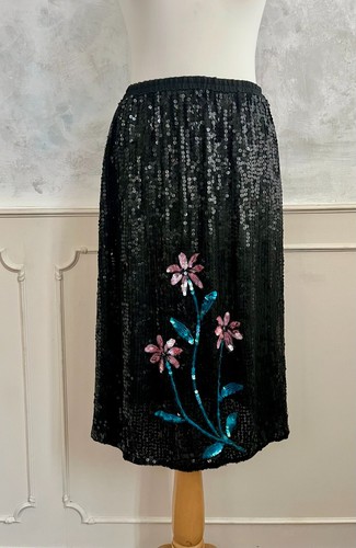 Black pink blue - floral, sequin