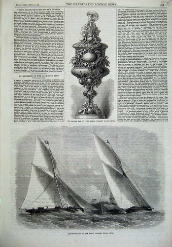 Old antique print 1868 - print, sailing