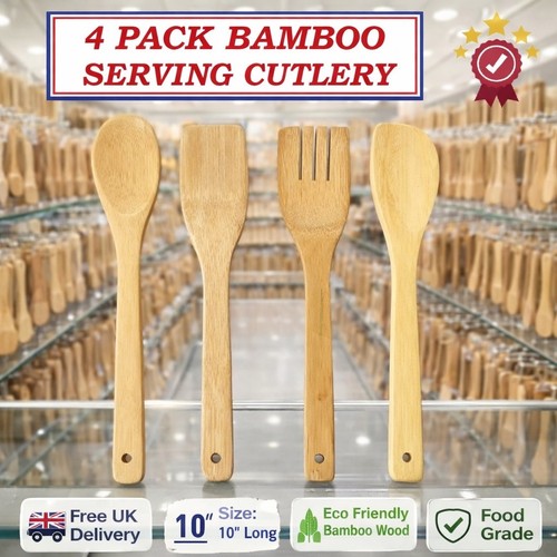 Pack bamboo wood spoons - wood, 10"