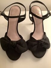 TED BAKER ‘HEEVIA’ BLACK MOIRE SATIN SANDALS SIZE EU 37. U.K. SIZE 4