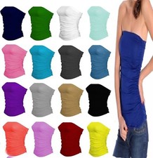 New Womens Boobtube Bandeau Strapless Top Ladies Side Ruched Crop Bra Vest Top
