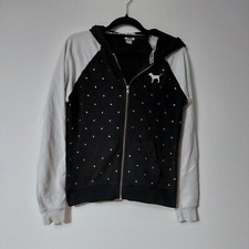 Victorias Secret Pink Rhinestone Y2K Dog Hooded Zip Up Jacket Size XS
