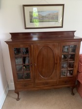 Antique Display Cabinet with Glass Doors and Shelves
