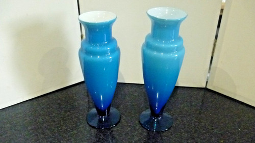 1960s pair blue cased glass - 1960s,