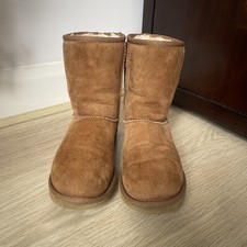 UGG Classic Short Chestnut Suede Boots Size 5.5 UK 38 Sheepskin Lined S/N 5825