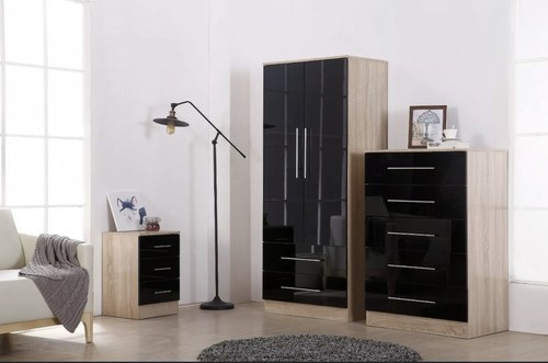 High gloss trio bedroom set - high,
