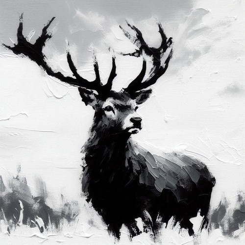 Original stag painting deer - painting,