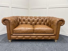 John Lewis Halo Earle Chesterfield Medium 2 Seater Leather Sofa in Riders Nut