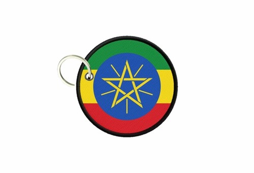 Ethiopian flag keychain round - ethiopian,