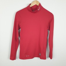 Nike Pro Combat Compression Top Mens Small Red Long Sleeve Dri-Fit T-Shirt