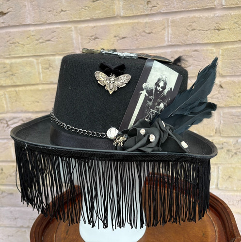 Black gothic goth top - black, hat
