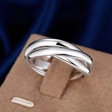 925 Sterling Silver Rings Jewelry Cute Lover Gift Twisted Russian Band Cross Ove
