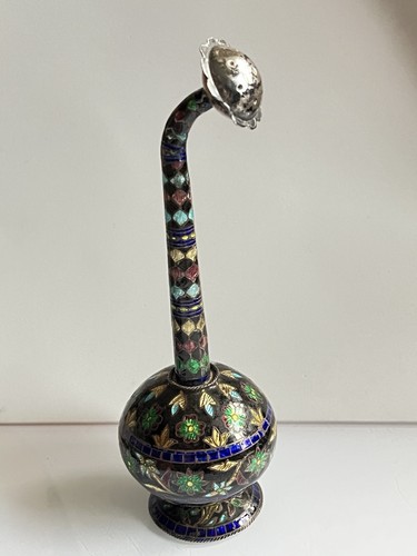 Antique silver enamel rose