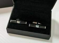 Genuine Jaguar Bar Cufflinks - Black Enamel & Chrome - 50JJCLBAR