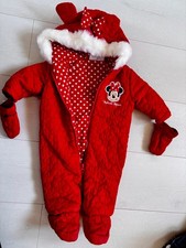 Disney Baby Girl Snowsuit Pram Suit 0-3 Months Minnie Mouse New No Tags Gloves