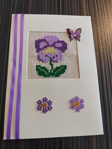 Handmade cross stitch card - handmade,