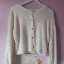 Womens White Sequin Cardigan