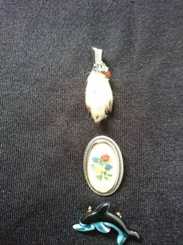 Vintage brooches oval floral - vintage,