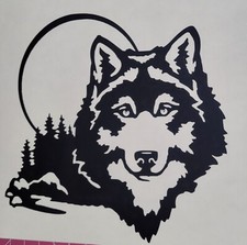1x Wolf Wildlife Moon Dog Decal Vinyl Sticker Car Camper Van 5.5x5.5inch Black